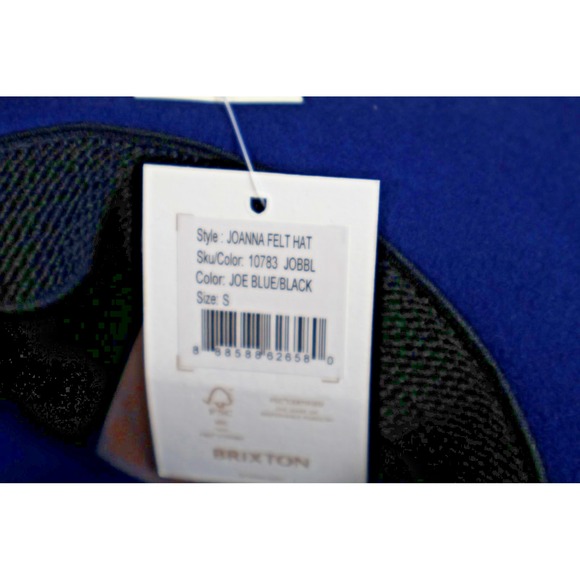 Brixton Hat Fedora Fitted Womens Small Blue Black Joanna Felt Packable Wide Brim - Picture 10 of 12